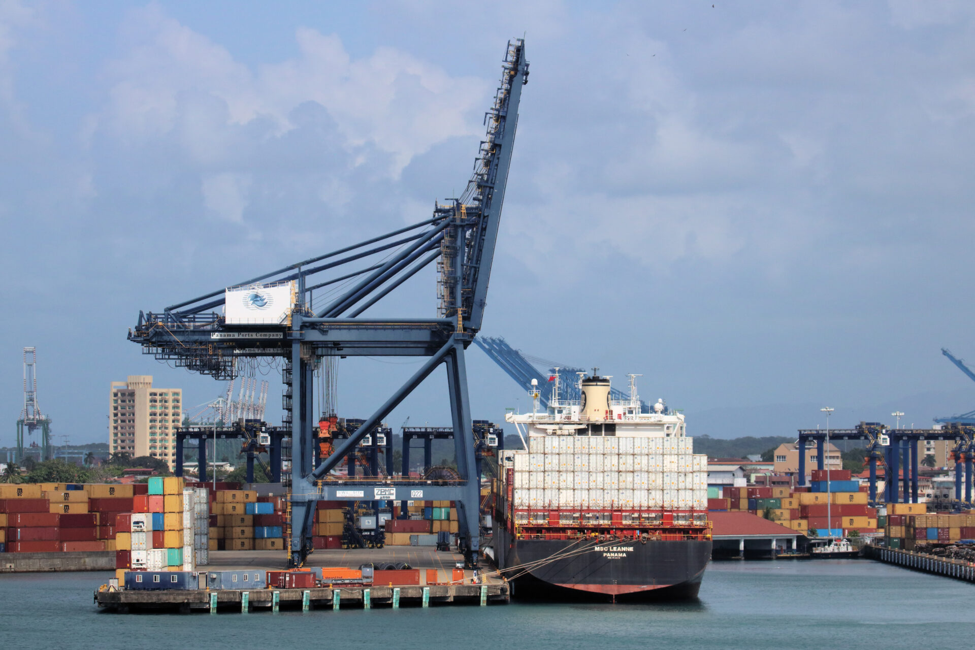 Container vessel at the Port of Colón, Panama