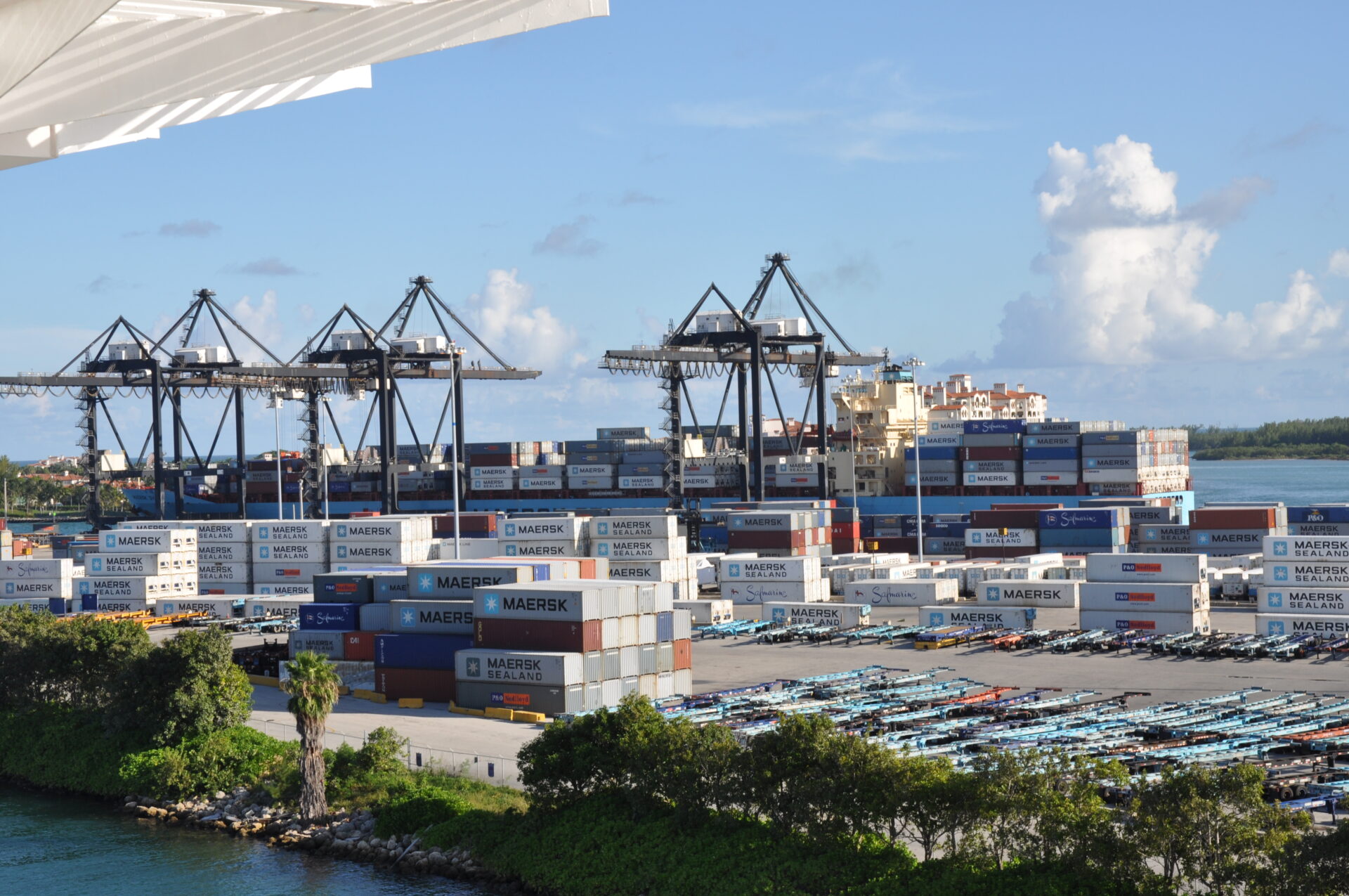 Aerial view of the Port of Miami container yard facilitating international trade logistics